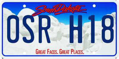 SD license plate 0SRH18