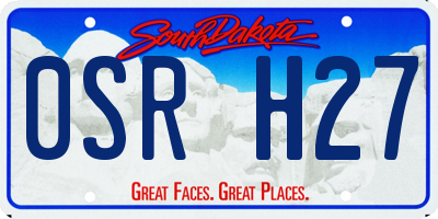 SD license plate 0SRH27