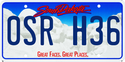 SD license plate 0SRH36