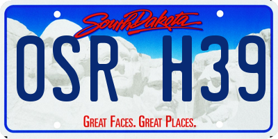 SD license plate 0SRH39