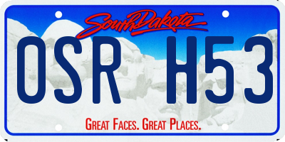 SD license plate 0SRH53
