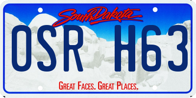 SD license plate 0SRH63