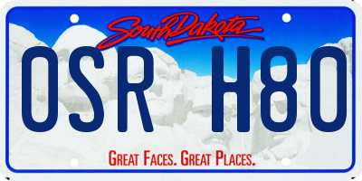 SD license plate 0SRH80