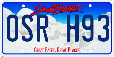 SD license plate 0SRH93