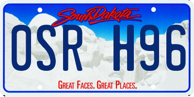 SD license plate 0SRH96