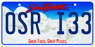 SD license plate 0SRI33