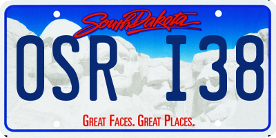SD license plate 0SRI38