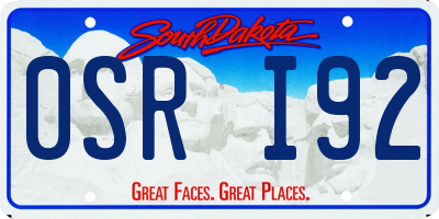 SD license plate 0SRI92