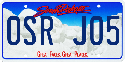 SD license plate 0SRJ05