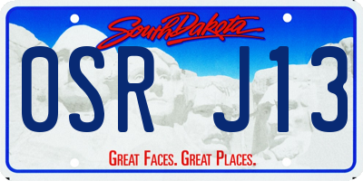 SD license plate 0SRJ13