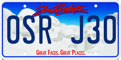 SD license plate 0SRJ30