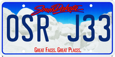 SD license plate 0SRJ33