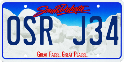 SD license plate 0SRJ34
