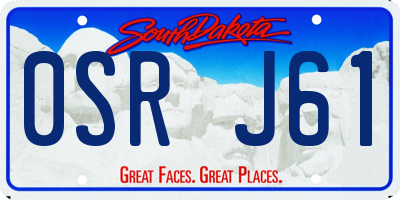 SD license plate 0SRJ61