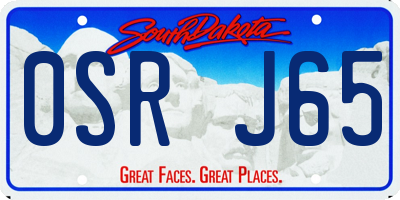 SD license plate 0SRJ65