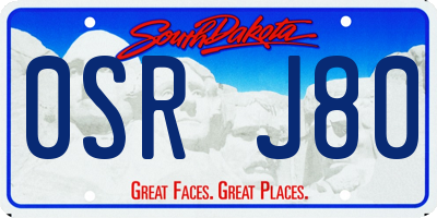 SD license plate 0SRJ80