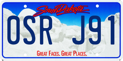 SD license plate 0SRJ91