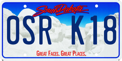 SD license plate 0SRK18