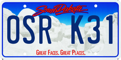 SD license plate 0SRK31