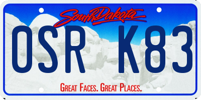 SD license plate 0SRK83