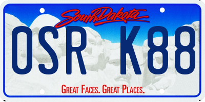SD license plate 0SRK88