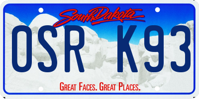 SD license plate 0SRK93