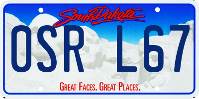 SD license plate 0SRL67