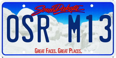 SD license plate 0SRM13