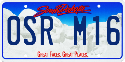 SD license plate 0SRM16