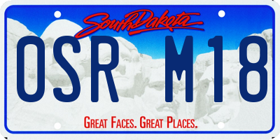 SD license plate 0SRM18