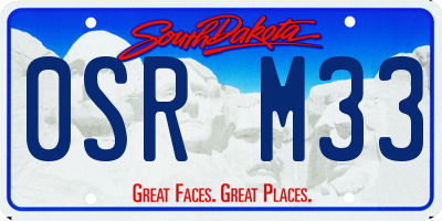 SD license plate 0SRM33