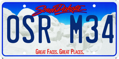 SD license plate 0SRM34