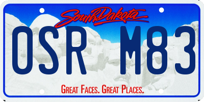 SD license plate 0SRM83