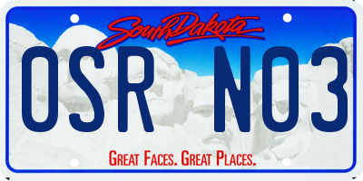 SD license plate 0SRN03