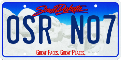 SD license plate 0SRN07