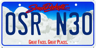 SD license plate 0SRN30