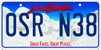 SD license plate 0SRN38