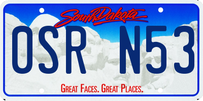 SD license plate 0SRN53