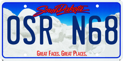 SD license plate 0SRN68
