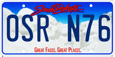 SD license plate 0SRN76