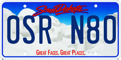 SD license plate 0SRN80