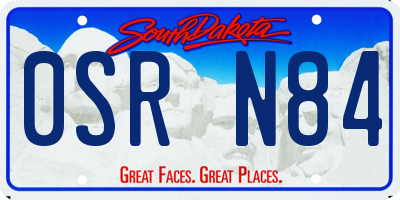 SD license plate 0SRN84