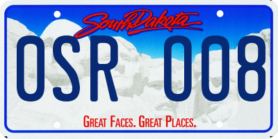 SD license plate 0SRO08