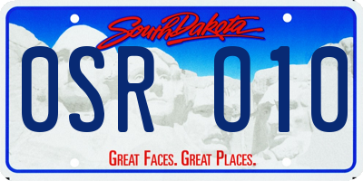 SD license plate 0SRO10