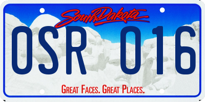SD license plate 0SRO16