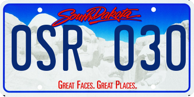 SD license plate 0SRO30