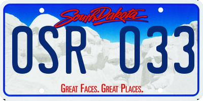 SD license plate 0SRO33