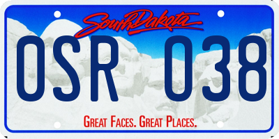 SD license plate 0SRO38