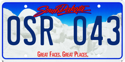 SD license plate 0SRO43
