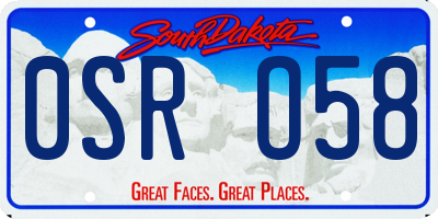 SD license plate 0SRO58